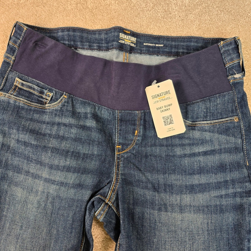 Levi Strauss Signature Gold Baby‎ Bump Skinny Maternity Jeans Dark Wash Size M